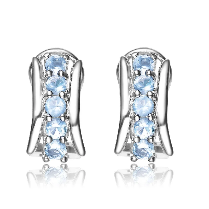 Earrings For Baby Girls-Champéry Ice Blue Clip Earrings