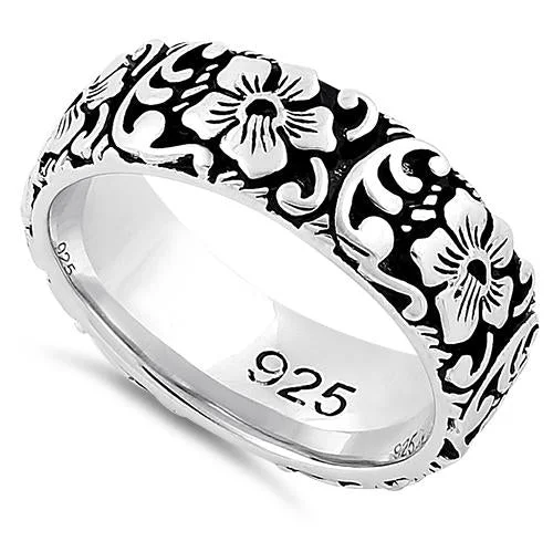 Best Buy Rings-Sterling Silver Flower Garden Eternity Band