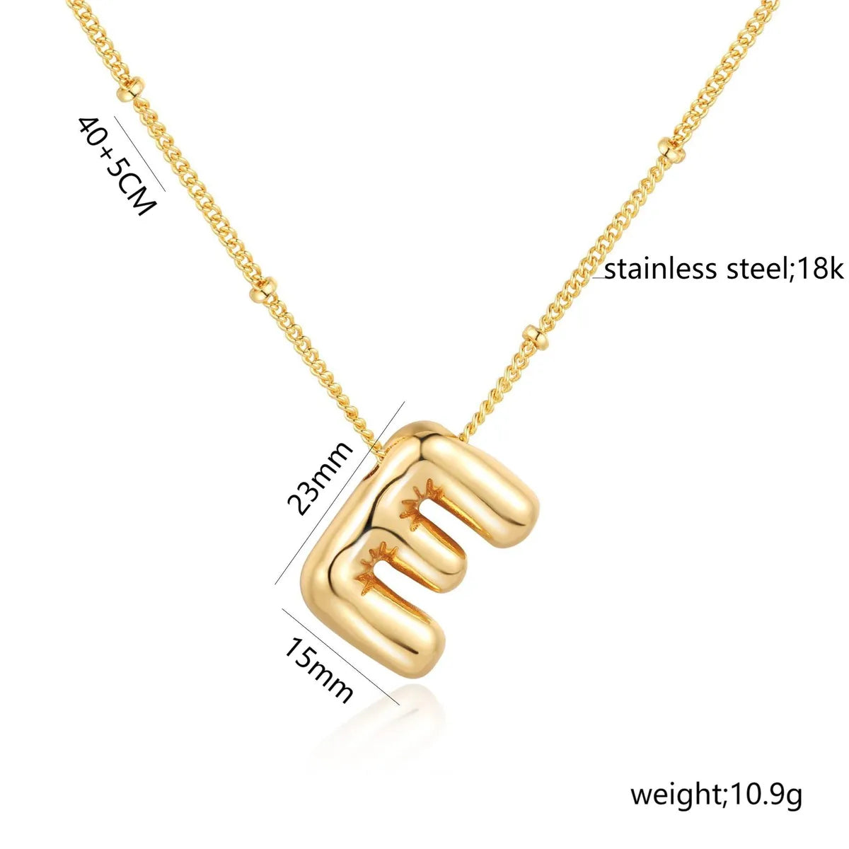 Bead Necklace Letters E-Gold