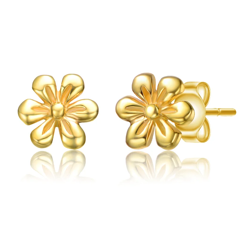 Earrings For Park Outings-14k Gold Plated Daisy Flower Stud Earrings