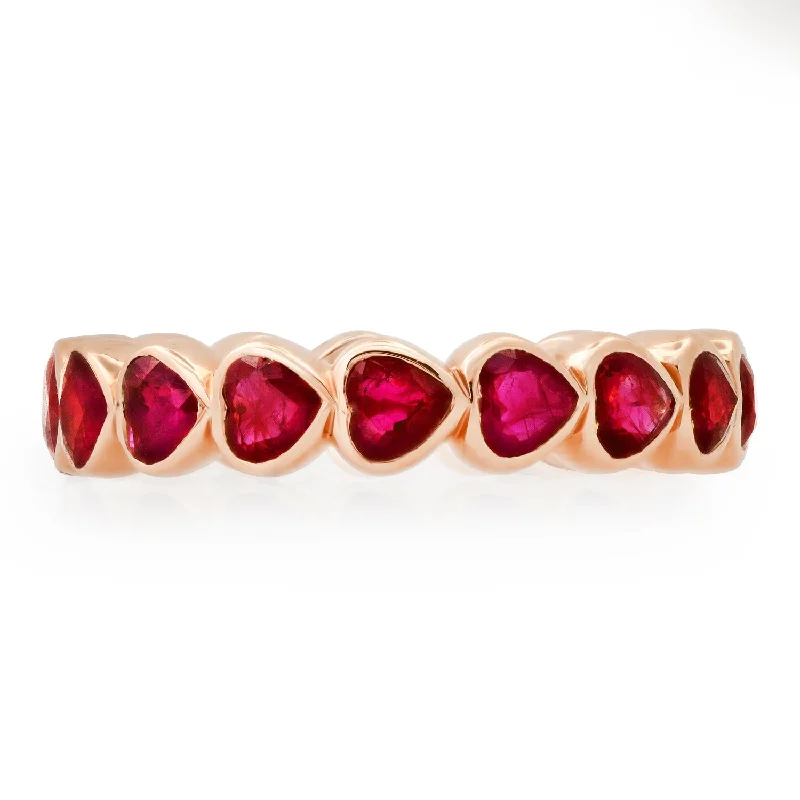 Rings For Steel Fans-Bezel Set Ruby Heart Eternity Ring