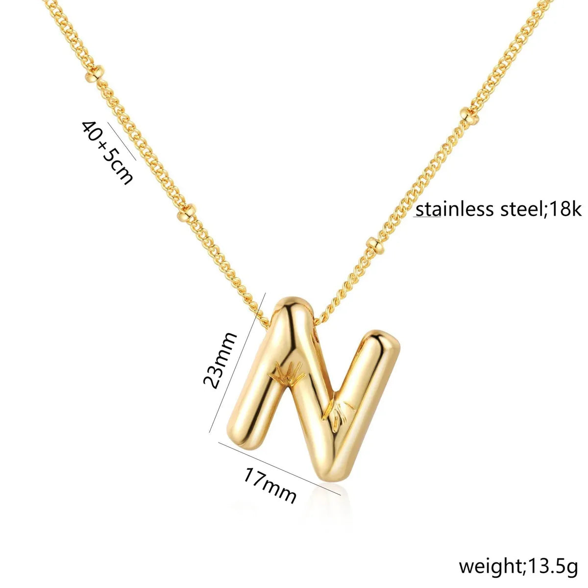 Bead Necklace Letters N-Gold