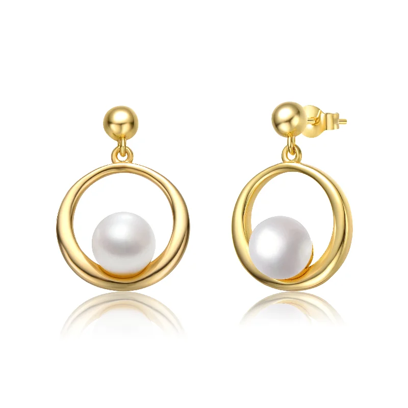 Easy Earrings For Days-Delphine Golden Circle Eye Pearl Earrings