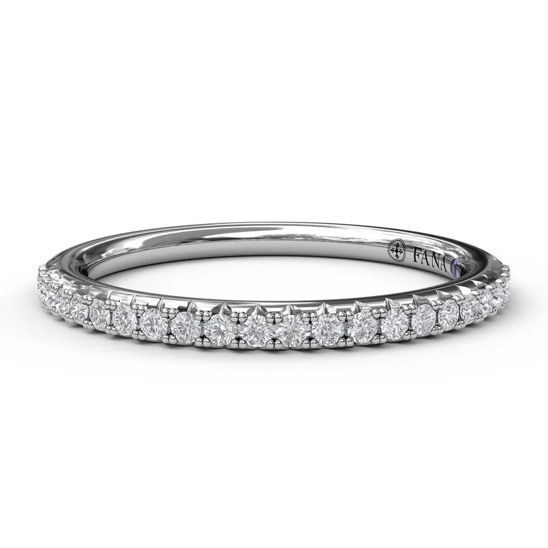 Rings For Constant Use-Diamond French Set Wedding Band in 14K White Gold