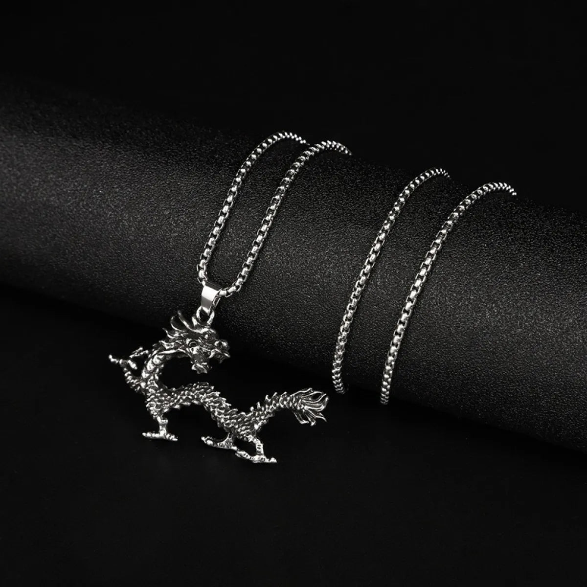 Necklaces For Ocean Days-Hip-Hop Retro Rock Dragon Titanium Steel Chain Men'S Pendant Necklace