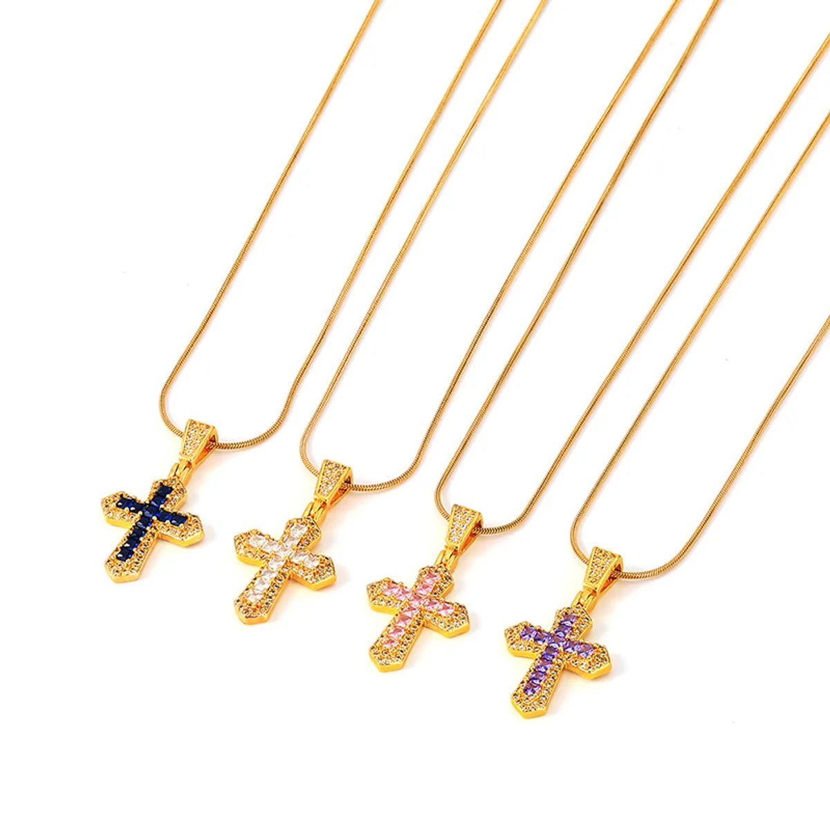 Necklaces For Fresh Teens-Ig Style Cross Titanium Steel Plating Inlay Zircon Pendant Necklace