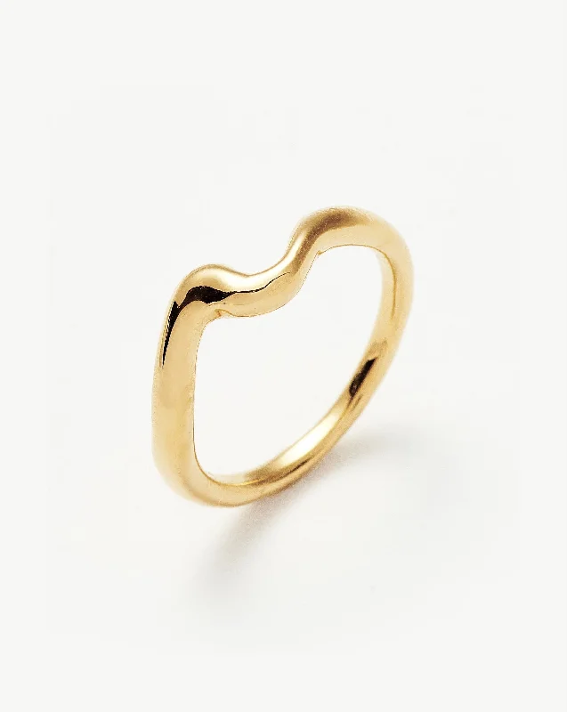 Easy Rings For Wear-Molten Wave Stacking Ring | 18ct Gold Vermeil