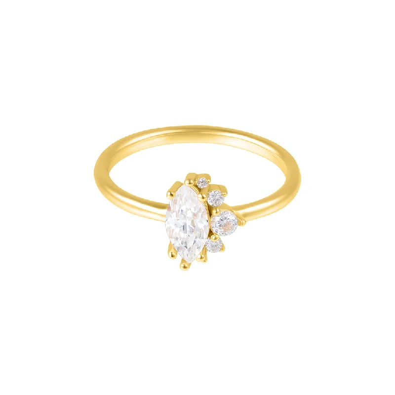 Rings Trend Reviews-Moissanite Marquis Ring 14k gold vermeil