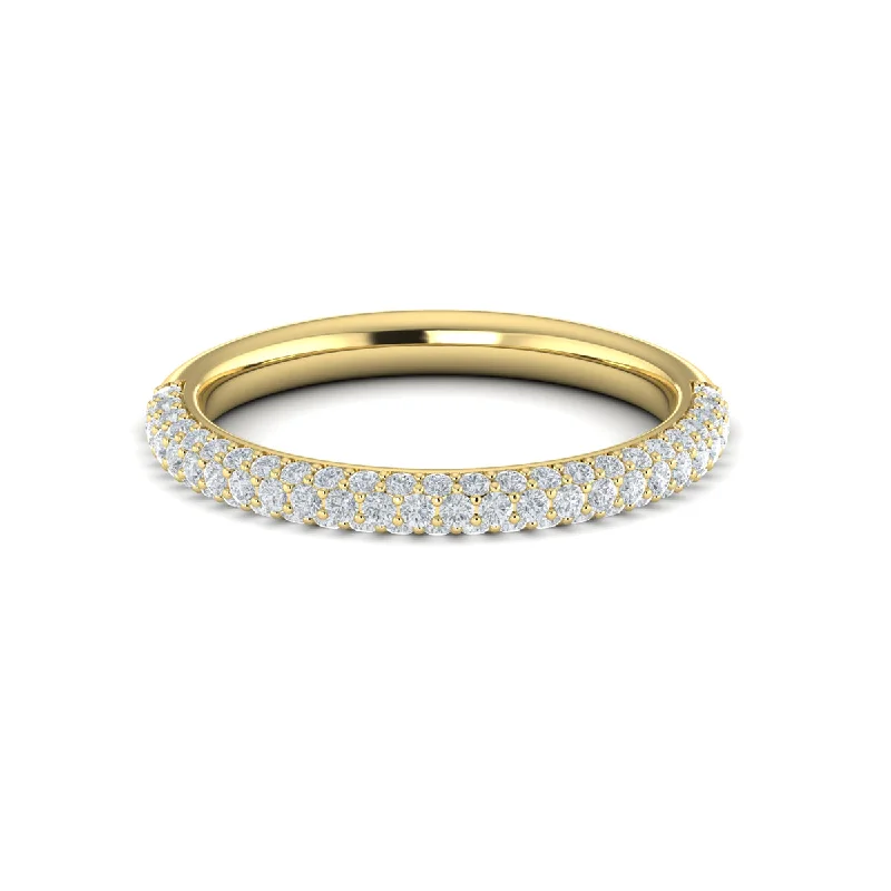 Rings For Self Glow-Diamond Three-Sided Pave Band in 14K Yellow Gold