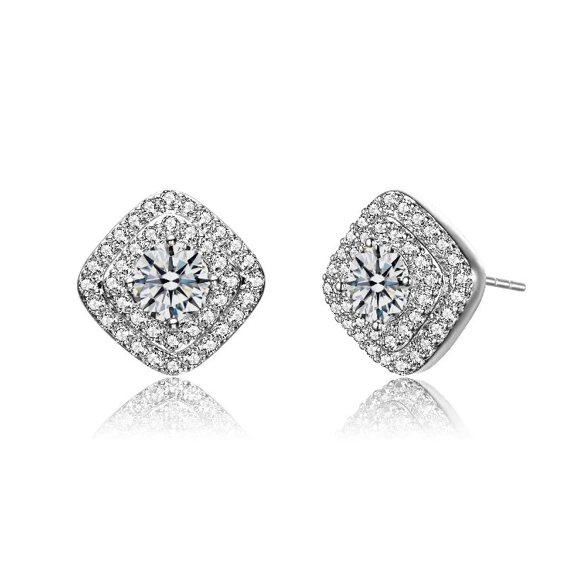 Earrings For Slim Ears-Gold Plated Clear Cubic Zirconia Pave Stud Last Pair Earrings