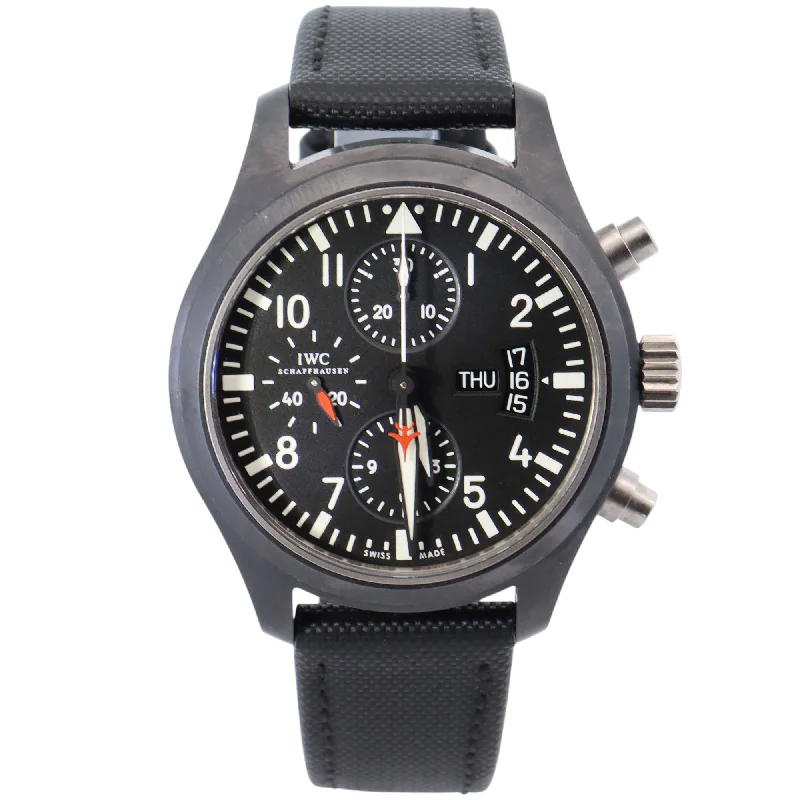 Watches Warranty Info-IWC Pilot's 44mm Black Dial Watch Ref# IW378901