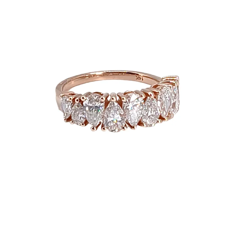 Rings With Funky Shine-14k Rose Gold Lab Grown Pear Shaped Diamond Ring