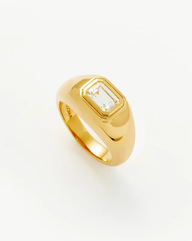 Rings Care Routine-Stone Dome Statement Ring | 18ct Gold Vermeil/Cubic Zirconia