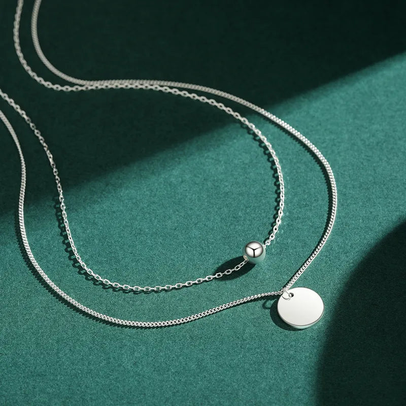 Necklaces Wear Ideas-Simple Style Round Sterling Silver Plating Silver Plated Necklace