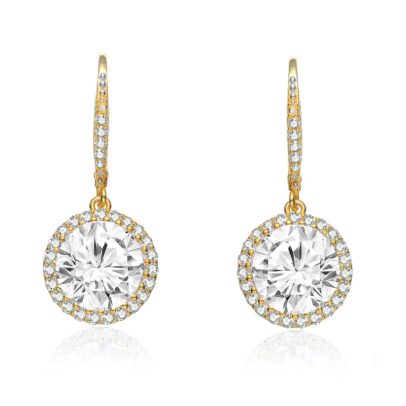 Earrings For Cool Climates-Cubic Zirconia Sterling Silver cluster Round Drop Earrings