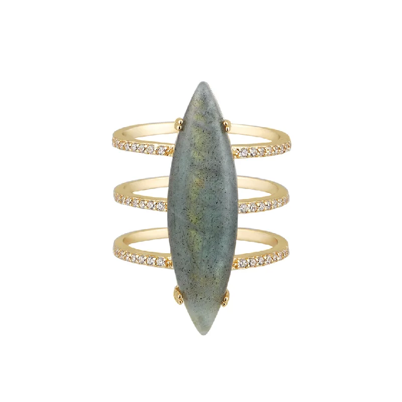 Rings For Self Glow-14k Gold Vermeil Labradorite Marquis Ring