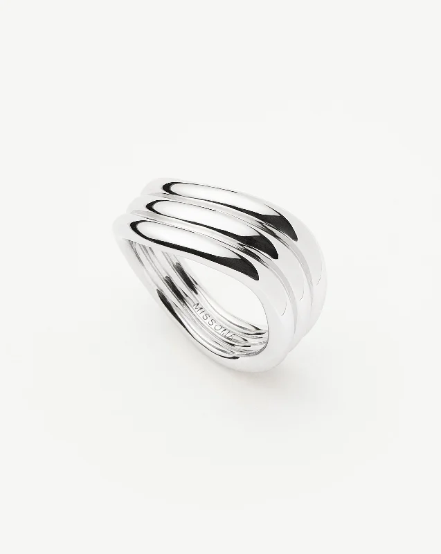 Rings For Soft Shine-Savi Signature Triple Ring | Silver Plated