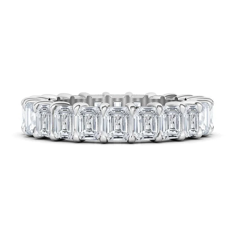 Rings For Low Flair-Lab Grown Emerald Cut Diamond Eternity Band