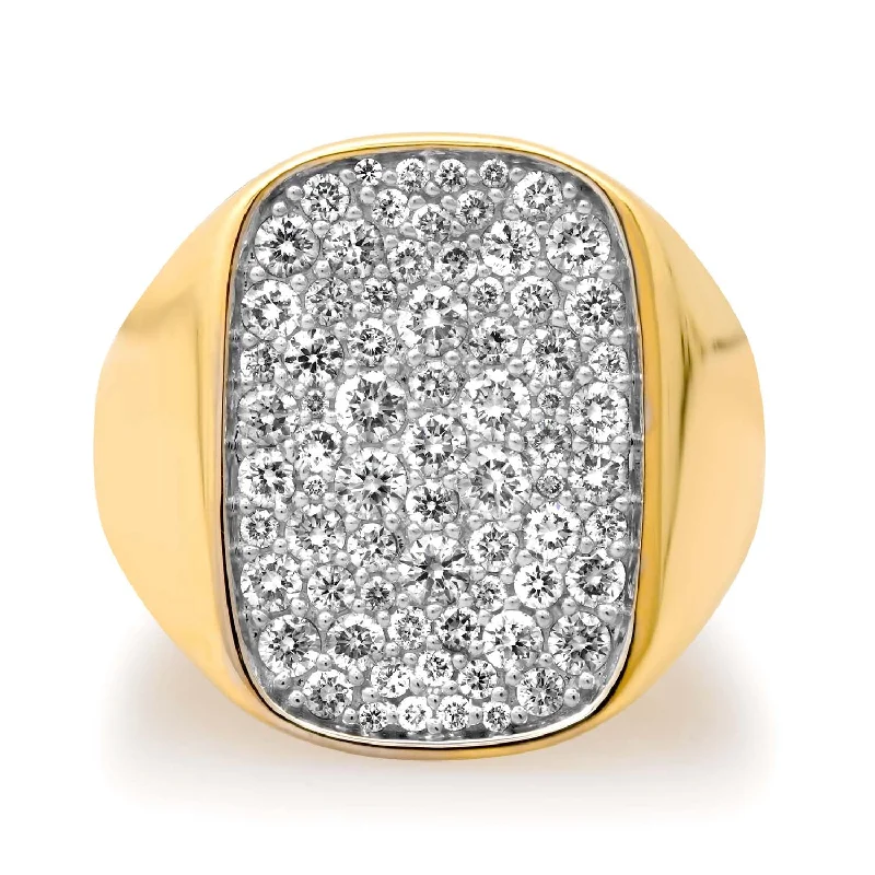 Rings For Rain Glow-Elongated Cushion Shape Pave Diamond Signet Ring