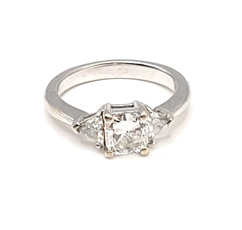 Best Pick Rings-Estate 14 Karat White Gold Cushion Cut Engagement Ring