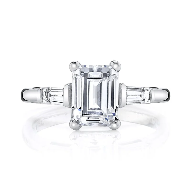 Rings For Romantic Glow-Three Stone Ring Setting With Baguette Side Diamonds