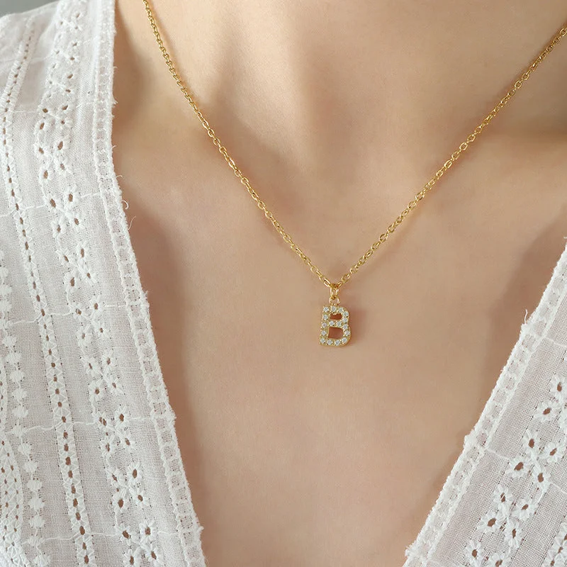 P1344-B Letter Gold Necklace 40 5cm