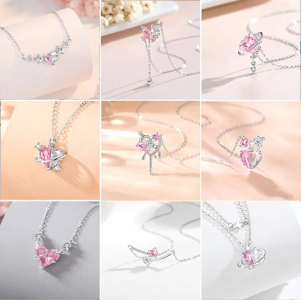 Best Hush Necklaces-Sweet Classic Style Heart Shape Sterling Silver Plating Inlay Zircon White Gold Plated Pendant Necklace