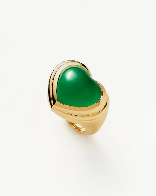 Wild Rings For Fun-Jelly Heart Gemstone Ring | 18ct Gold Plated/Green Chalcedony