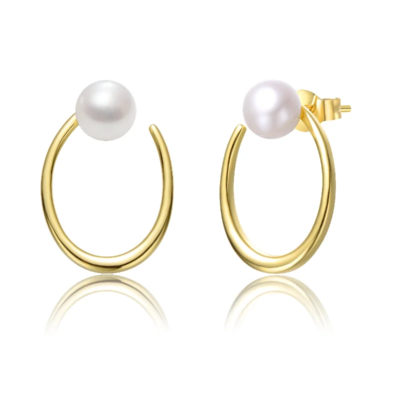 Earrings For Late Nights-Delphine Mini Golden Pearl Earrings