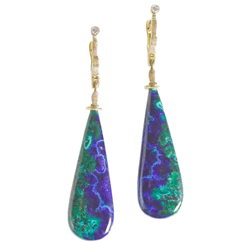 Earrings For Huge Events-Alex Sepkus Sticks and Stones Azurite Earrings - E-132MD