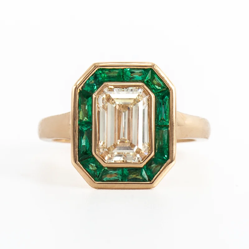 Rings For Young Adults-2.11 ct Calibre-cut Emerald Halo Maria Ring