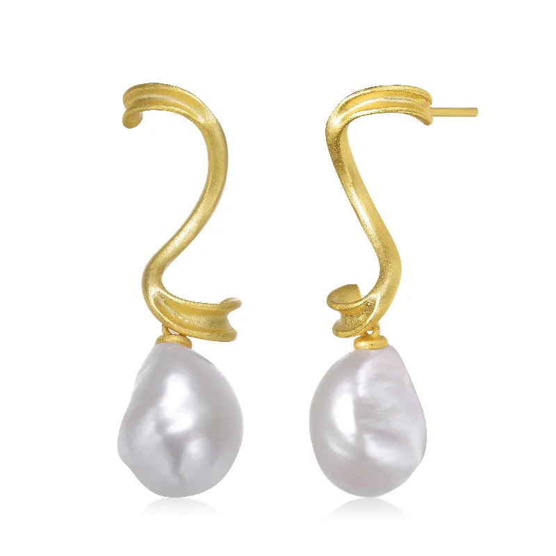 Earrings For Grad Nights-Brigitte Pearl Swirl Earrings