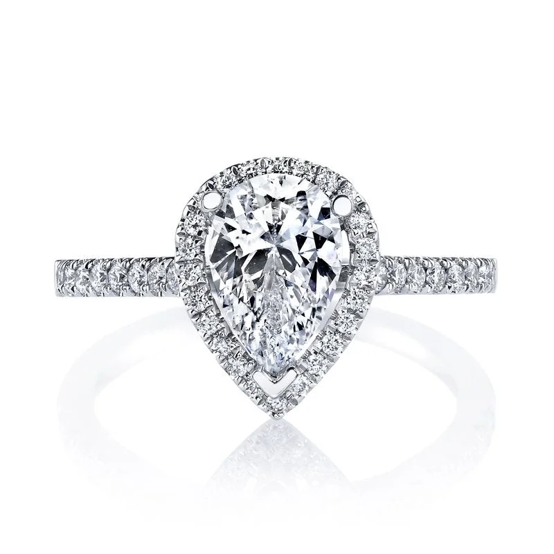 Budget Rings For Deals-Solitaire Ring Setting With Diamond Halo and Band