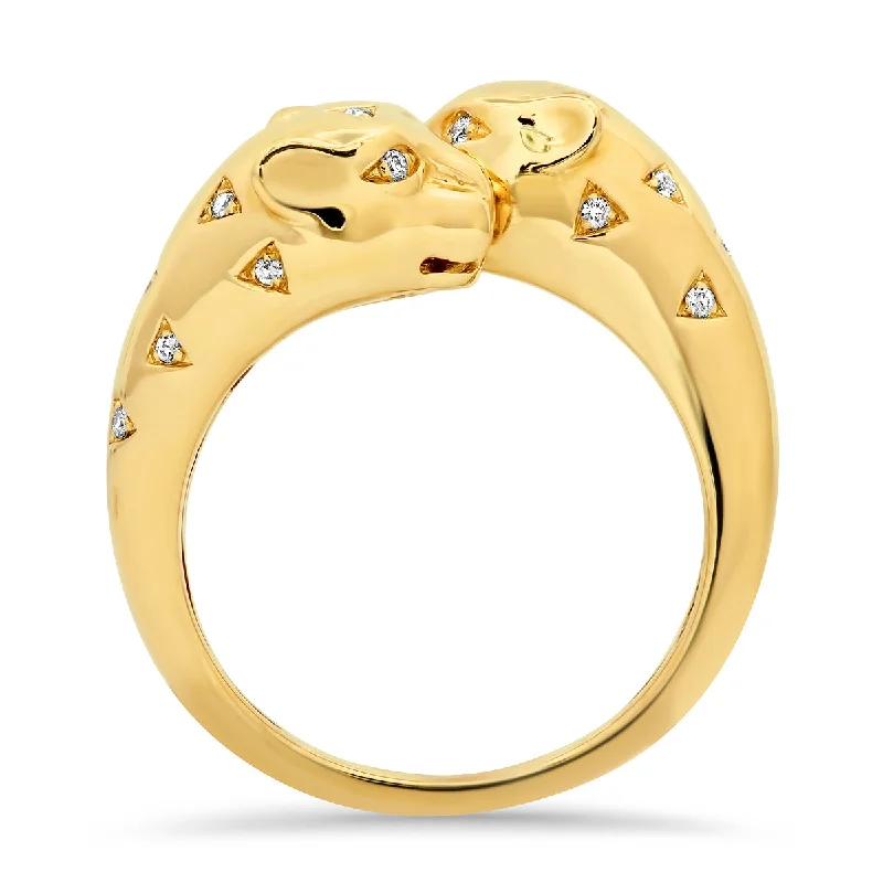 Rings Cut Guide-Gold and Diamond Panther Bypass Ring