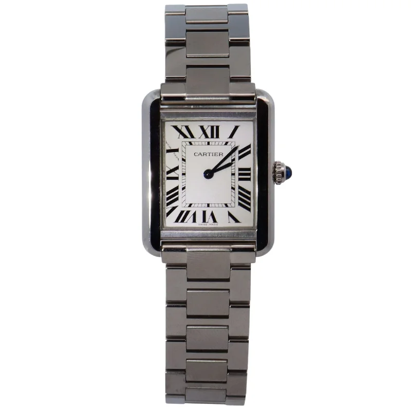 Watches For Square Frames-Cartier Tank 31mm White Dial Watch Ref# W5200013