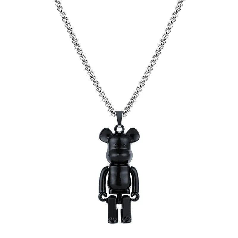 Black Violent Bear-Titanium steel necklace-60CM