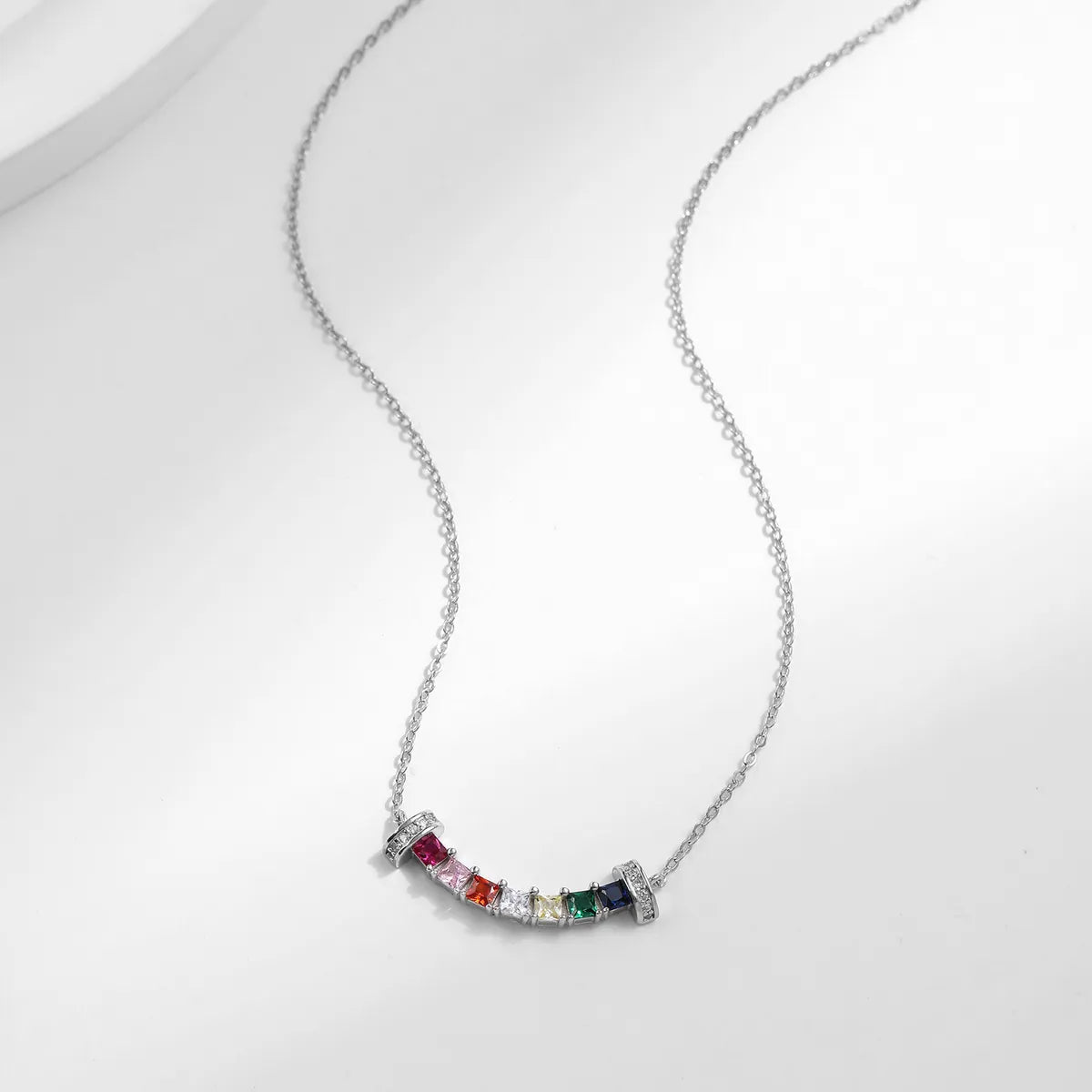 Necklaces Dust Guide-Ig Style Commute Colorful Sterling Silver Rhodium Plated Zircon Necklace In Bulk