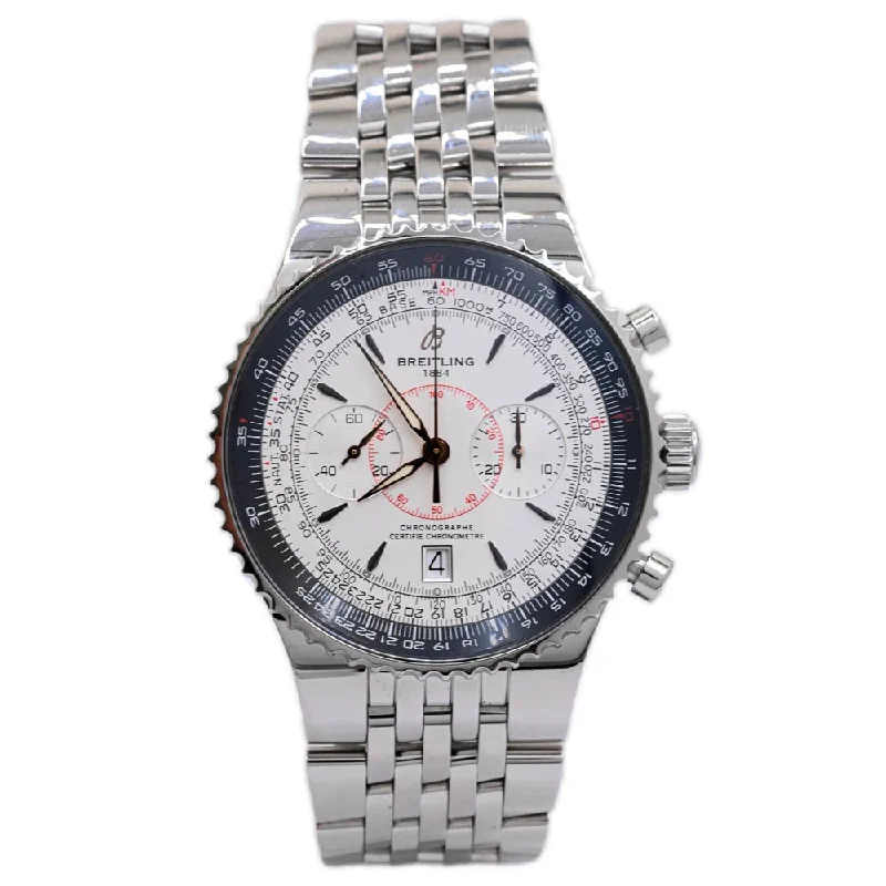 Watches For Matching Bracelets-Breitling Montbrilliant 47mm White Dial Watch Ref# A23340