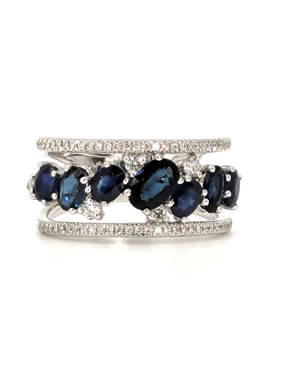 Rings For Deep Shades-Marco Moore Blue Sapphire and Diamond Ring