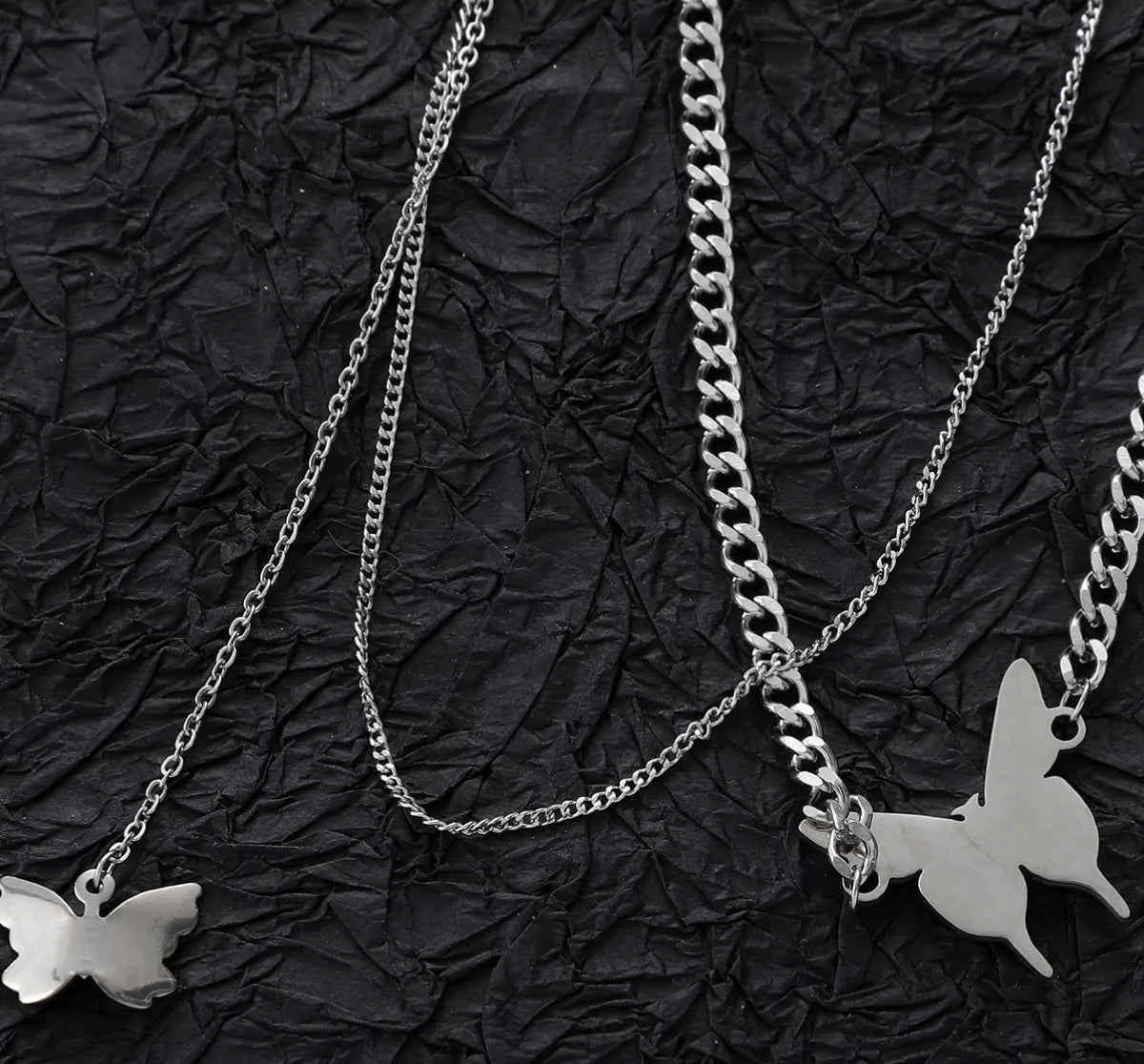 Necklaces Wear Feel-Hip-Hop Simple Style Butterfly Steel Women'S Necklace