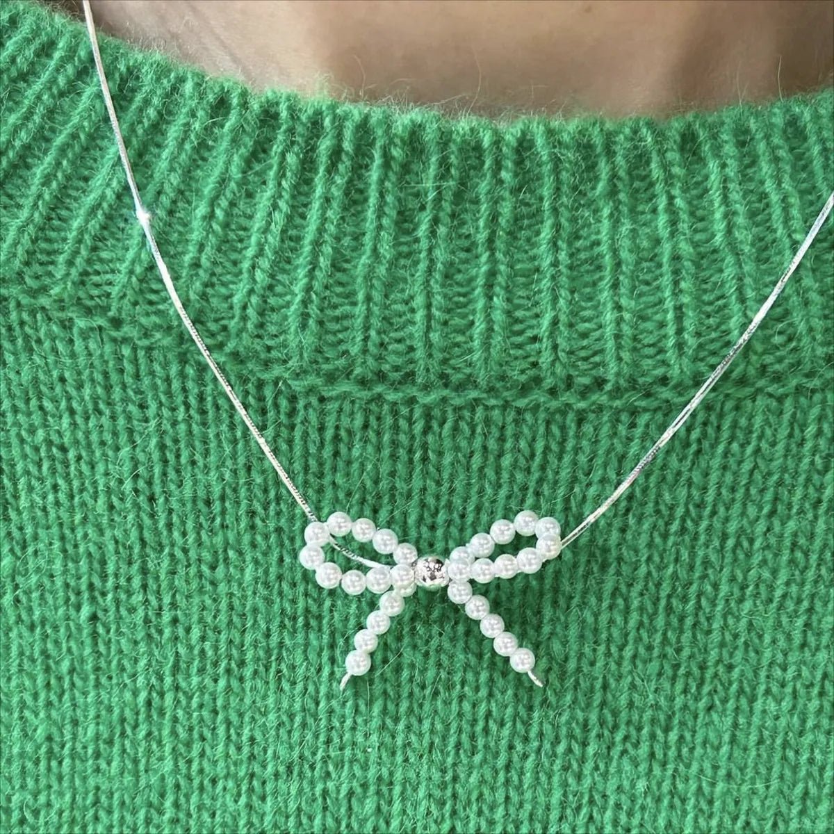 Necklaces With Rose Gold-Sterling Silver Simple Style Bow Knot Pendant Necklace