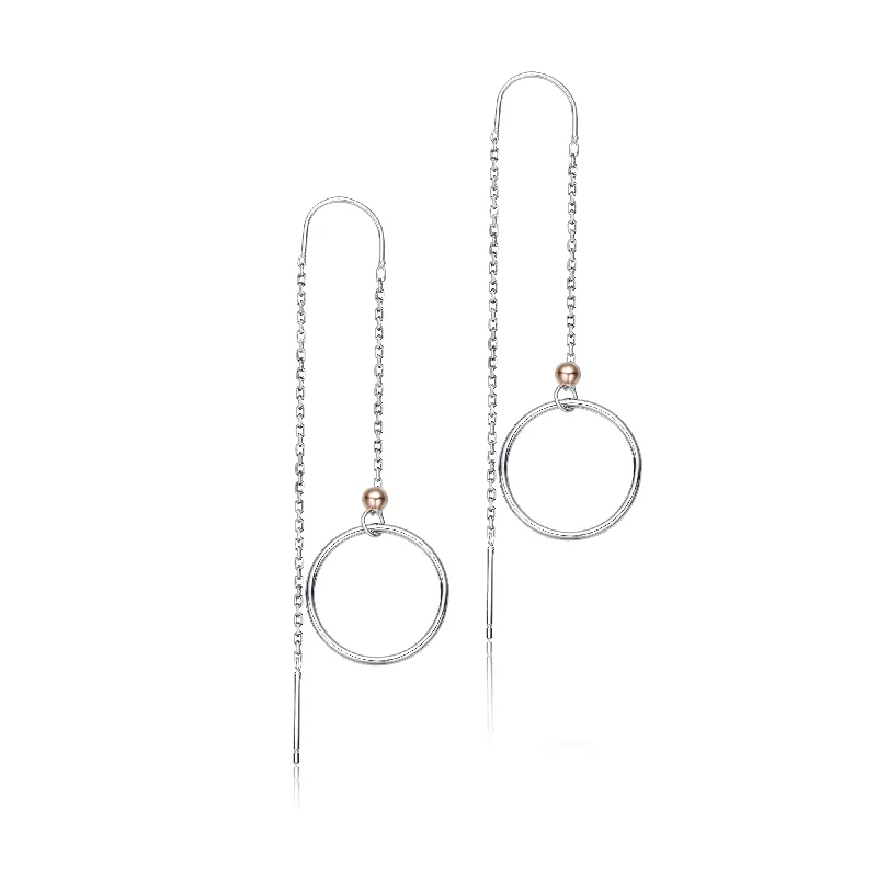 Most Sturdy Earrings-Classic Sterling Silver Two-Tone Dangling Earrings