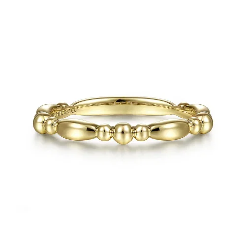 Rings For Thin Builds-Beaded Stackable Band in 14K Yellow Gold