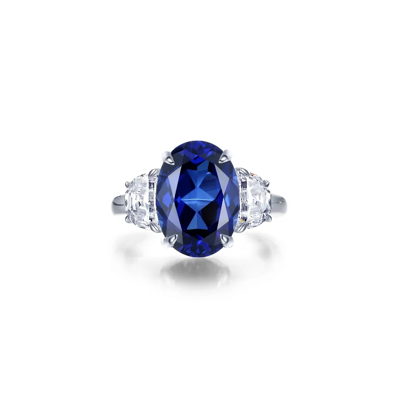 Rings Cost Tips-Simulated Diamond & Sapphire Cocktail Ring in Sterling Silver