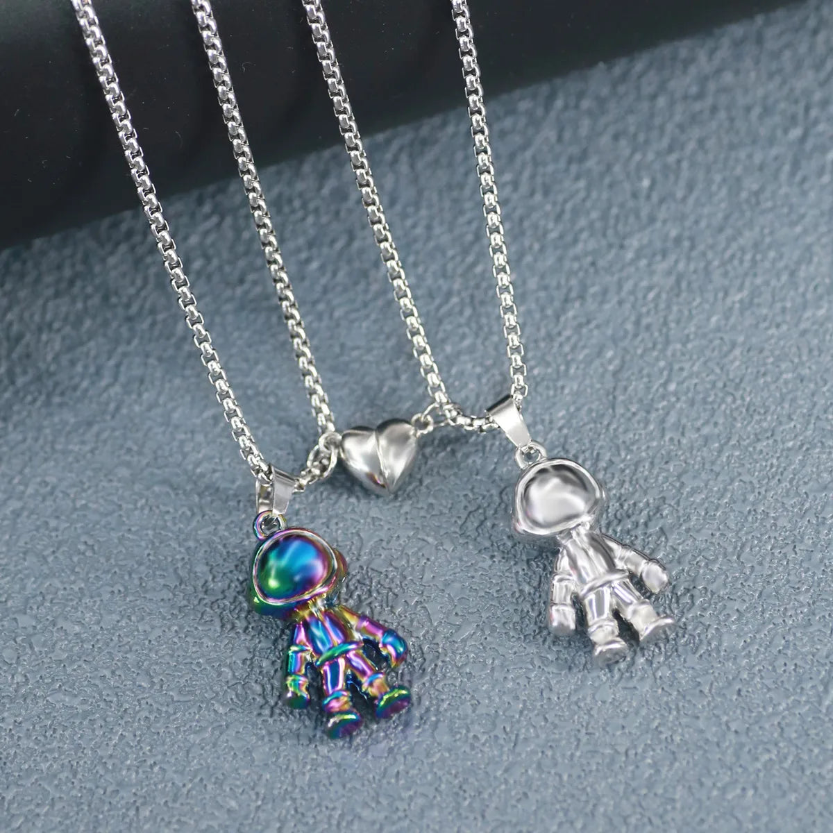 Necklaces For Desk Days-Cute Astronaut Alloy Plating Couple Pendant Necklace