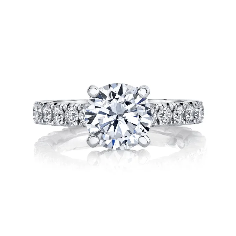 Rings For Neck Combos-Solitaire Ring Setting with Diamond Band and Hidden Halo