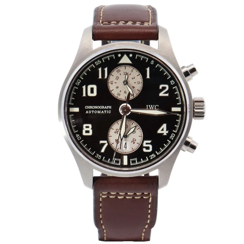 Watches Fix Tips-IWC Pilot's 43mm Brown Dial Watch Ref# IW387806