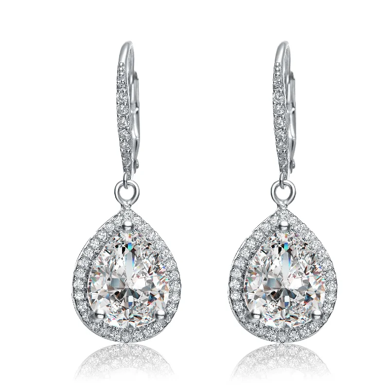 Best Flat Earrings-Constance Cluster Pear LeverBack Earrings