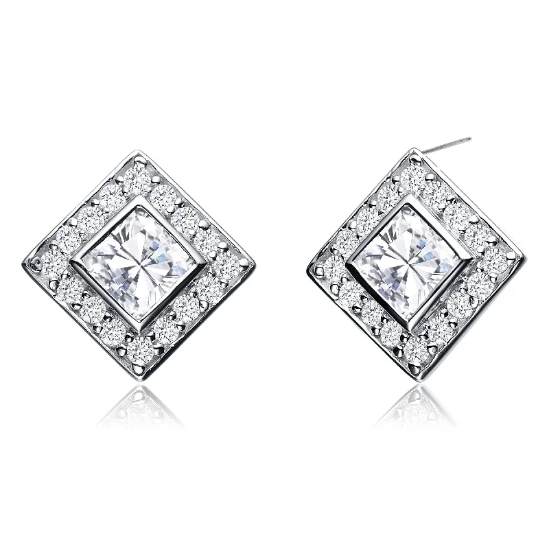 Top Earrings For Easy Style-Sterling Silver and Cubic Zirconia -shape Earrings