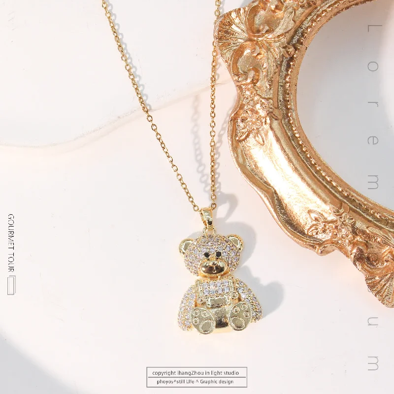 Gold Strap Bear Gold Necklace